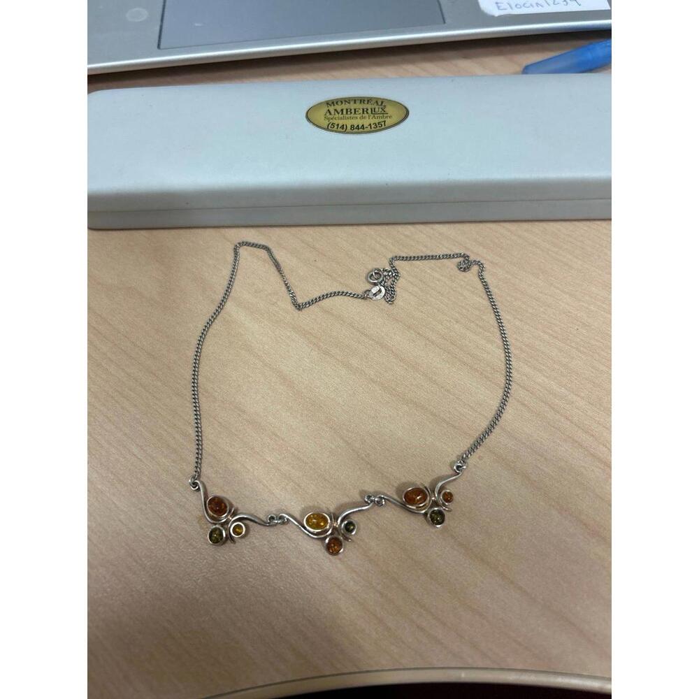 Vintage Baltic Amber Necklace - Sterling